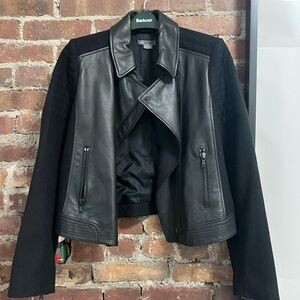 Vince Women's Black Leather and Wool Jacket